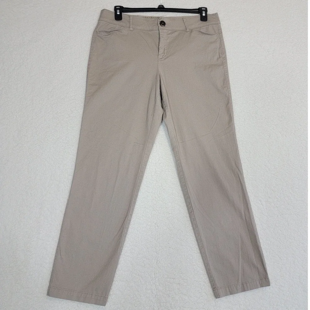 Khakis & Co Tummy Slimming Chino Pants Women 12 Tan Flexible Waist - Picture 1 of 7